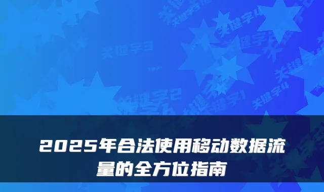 2025年合法使用移动数据流量的全方位指南