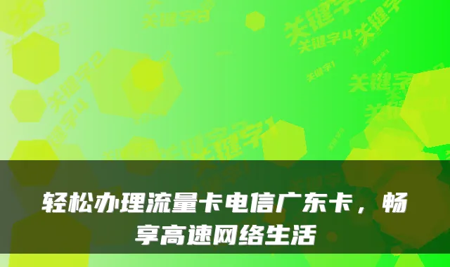 轻松办理流量卡电信广东卡,畅享高速网络生活