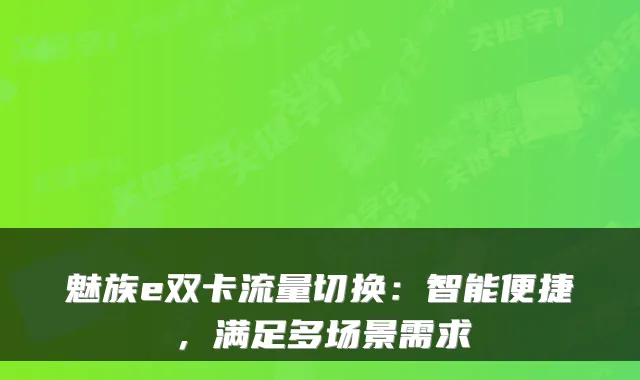 魅族e双卡流量切换:智能便捷,满足多场景需求