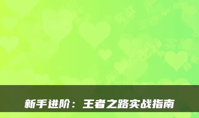 新手进阶：王者之路实战指南
