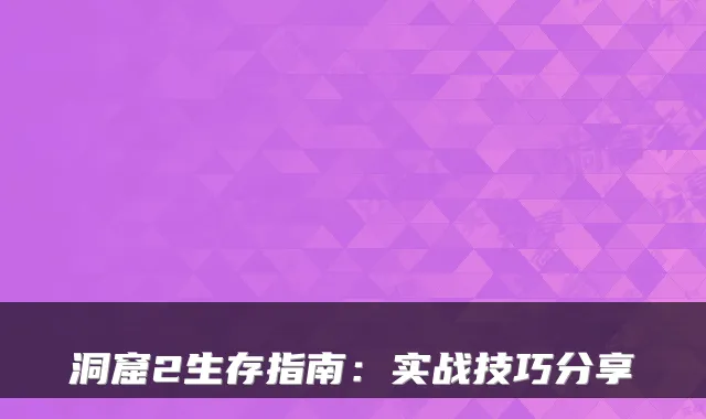 洞窟2生存指南：实战技巧分享