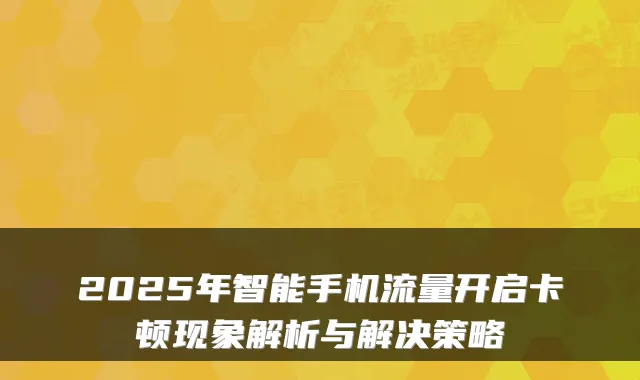 2025年智能手机流量开启卡顿现象解析与解决策略
