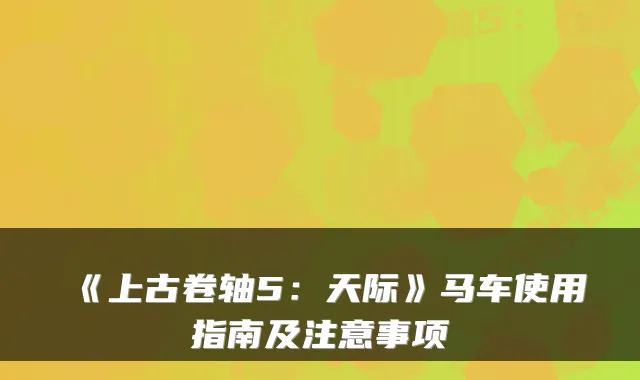 《上古卷轴5：天际》马车使用指南及注意事项