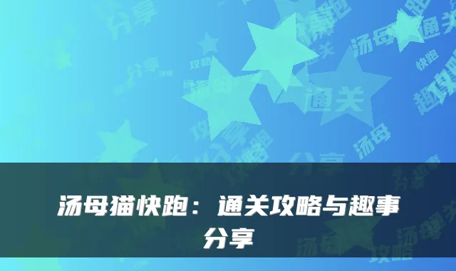 汤母猫快跑：通关攻略与趣事分享