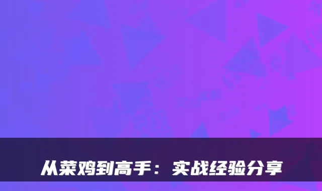 从菜鸡到高手：实战经验分享