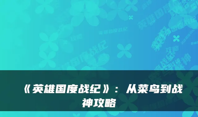 《英雄国度战纪》：从菜鸟到战神攻略