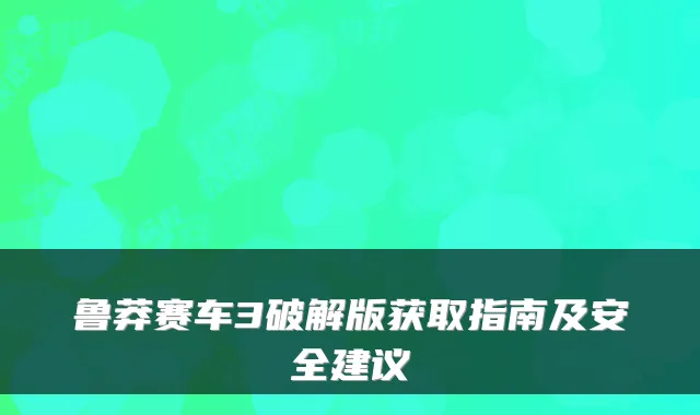 鲁莽赛车3破解版获取指南及安全建议