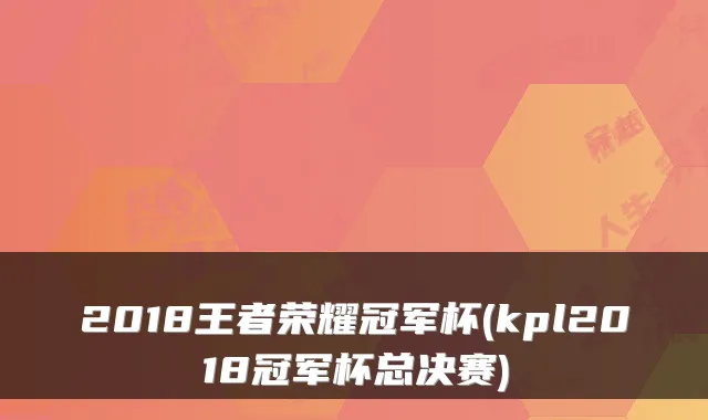 2018王者荣耀冠军杯(kpl2018冠军杯总决赛)
