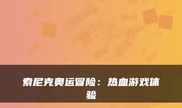 索尼克奥运冒险：热血游戏体验