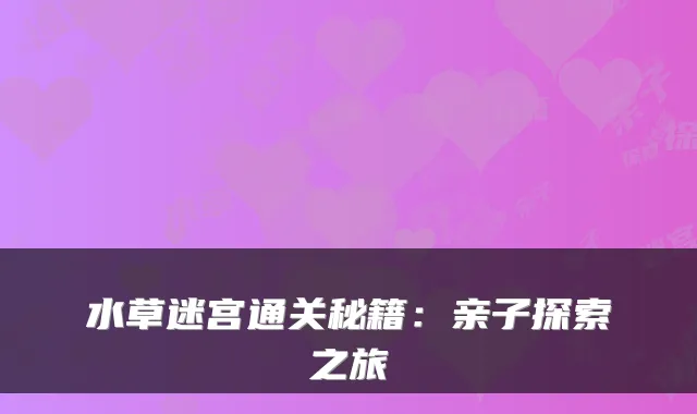 水草迷宫通关秘籍：亲子探索之旅