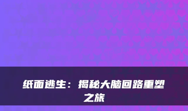 纸面逃生：揭秘大脑回路重塑之旅