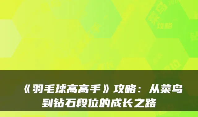 《羽毛球高高手》攻略：从菜鸟到钻石段位的成长之路