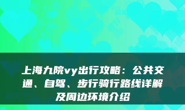 上海九院vy出行攻略：公共交通、自驾、步行骑行路线详解及周边环境介绍
