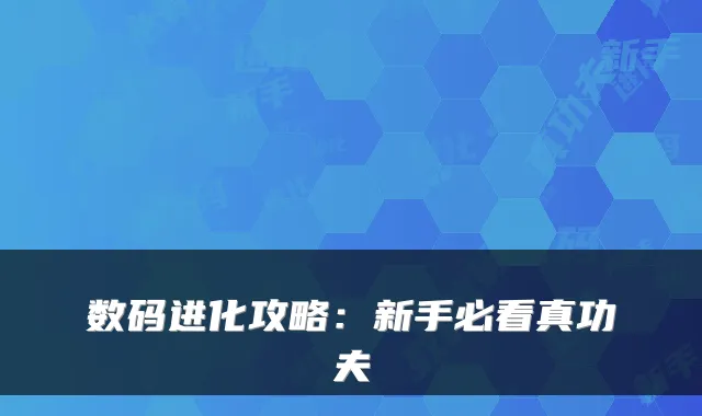 数码进化攻略：新手必看真功夫