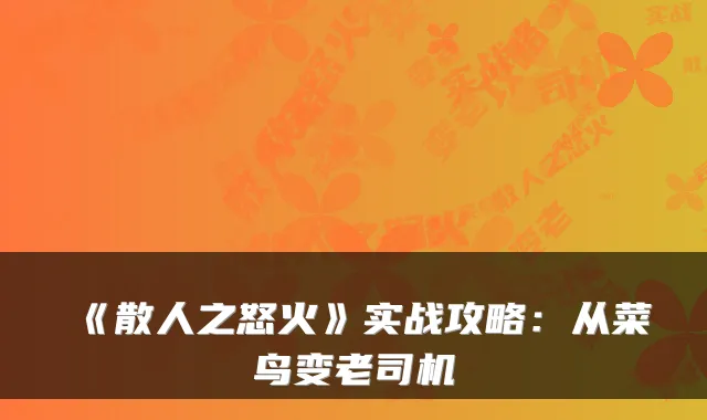 《散人之怒火》实战攻略：从菜鸟变老司机