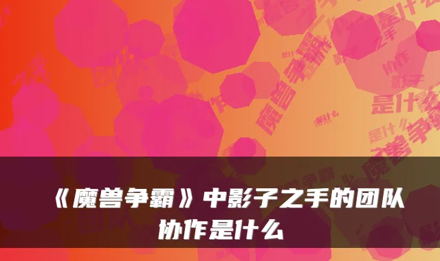 《魔兽争霸》中影子之手的团队协作是什么