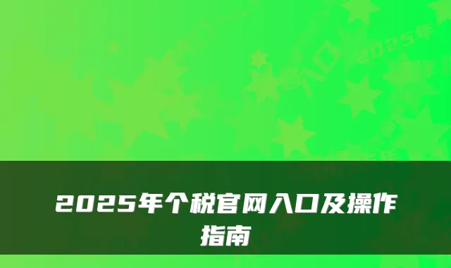 2025年个税官网入口及操作指南