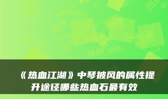 《热血江湖》中琴披风的属性提升途径哪些热血石有效