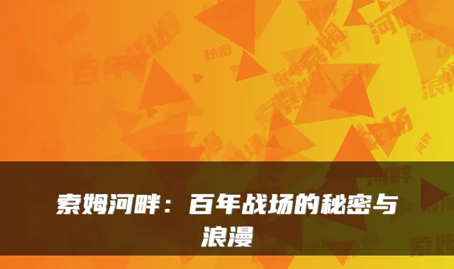 索姆河畔：百年战场的秘密与浪漫
