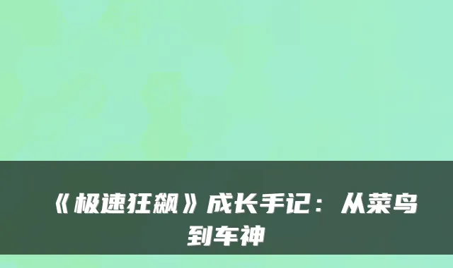 《极速狂飙》成长手记：从菜鸟到车神