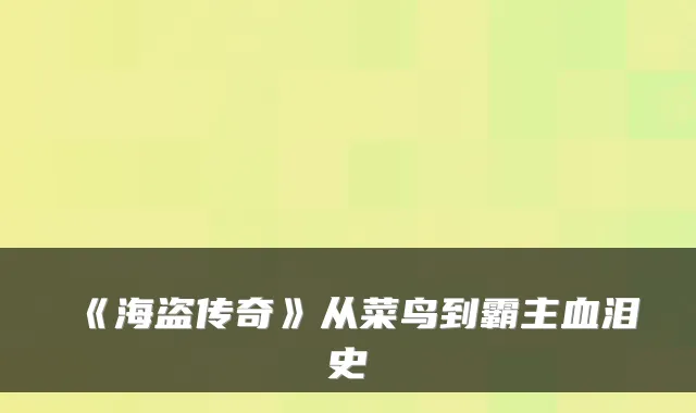 《海盗传奇》从菜鸟到霸主血泪史