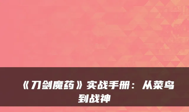 《刀剑魔药》实战手册：从菜鸟到战神