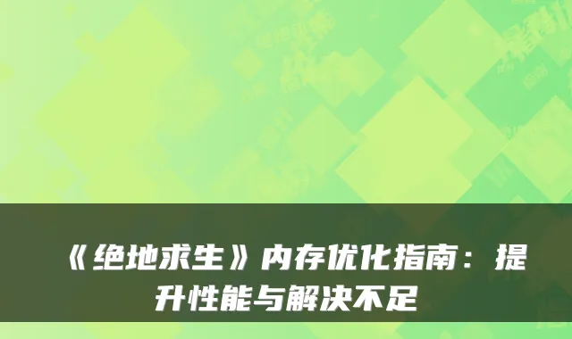 《绝地求生》内存优化指南：提升性能与解决不足
