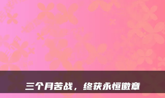 三个月苦战，终获永恒徽章