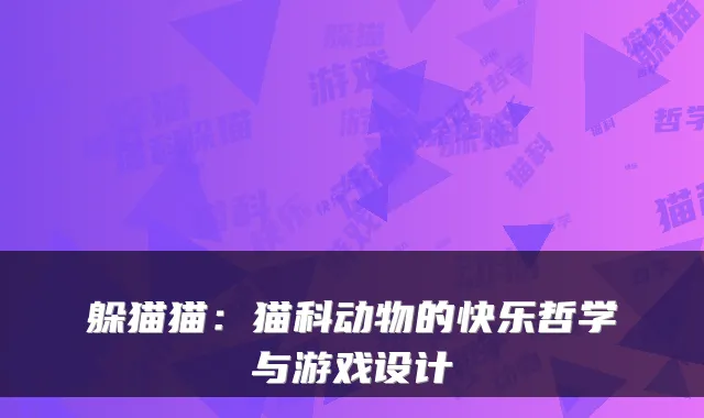 躲猫猫：猫科动物的快乐哲学与游戏设计