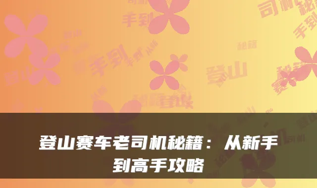 登山赛车老司机秘籍:从新手到高手攻略