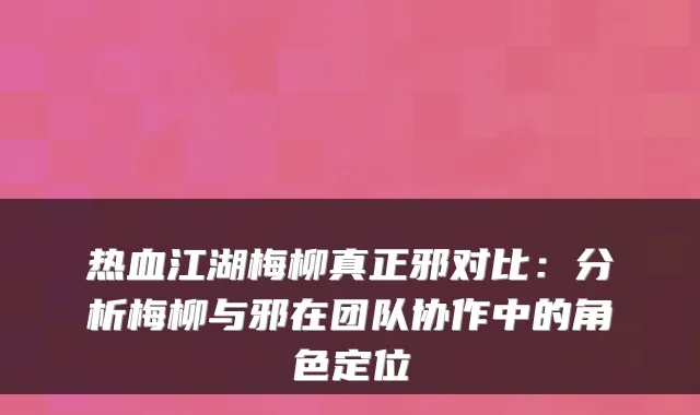 热血江湖梅柳真正邪对比：分析梅柳与邪在团队协作中的角色定位