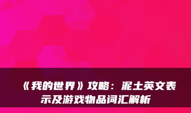 《我的世界》攻略：泥土英文表示及游戏物品词汇解析