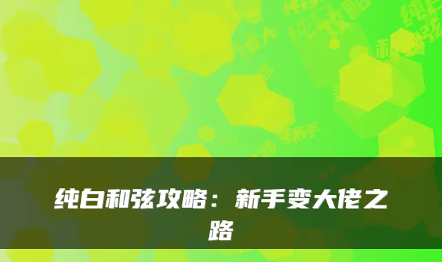 纯白和弦攻略:新手变大佬之路