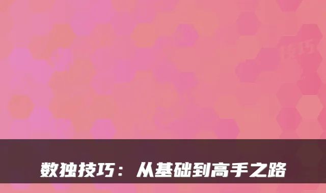 数独技巧：从基础到高手之路