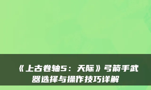 《上古卷轴5：天际》弓箭手武器选择与操作技巧详解