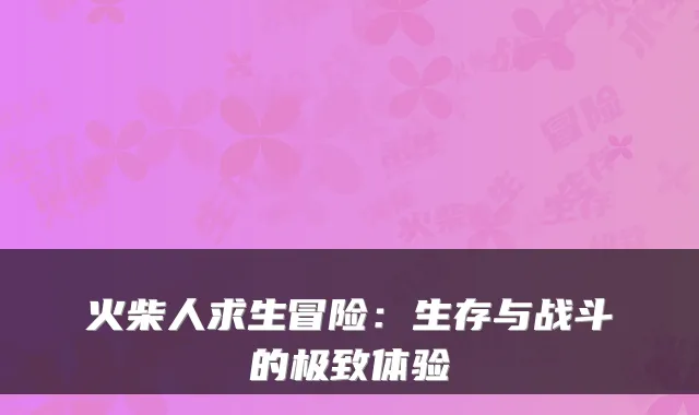 火柴人求生冒险：生存与战斗的体验