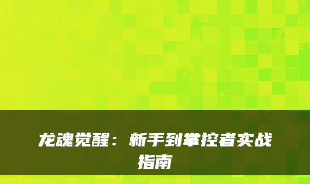龙魂觉醒：新手到掌控者实战指南