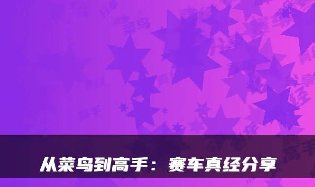 从菜鸟到高手：赛车真经分享