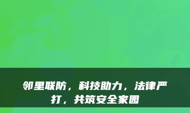 邻里联防，科技助力，法律严打，共筑安全家园