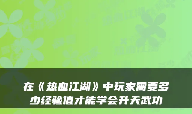 在《热血江湖》中玩家需要多少经验值才能学会升天武功