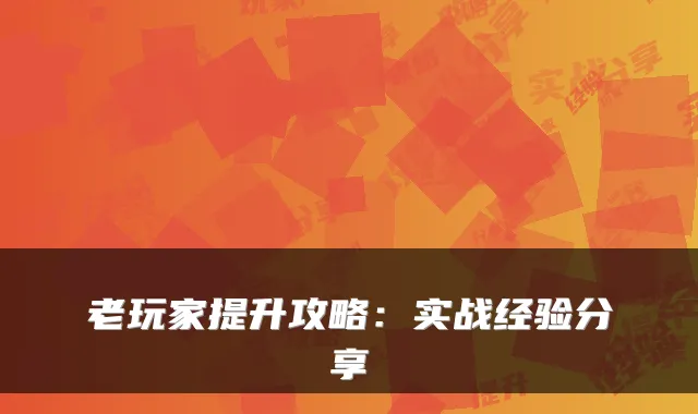 老玩家提升攻略：实战经验分享