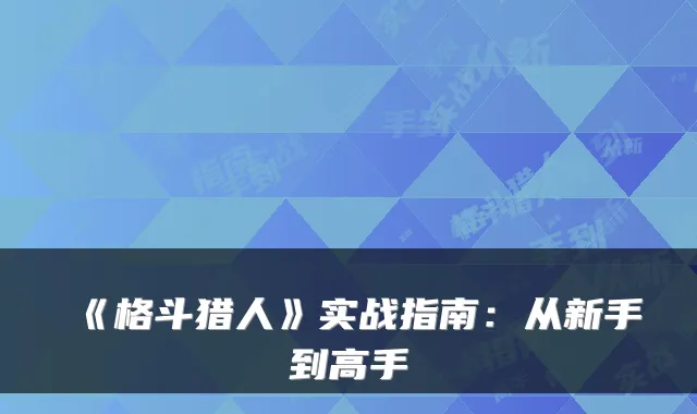 《格斗猎人》实战指南:从新手到高手