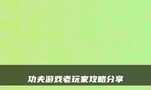 功夫游戏老玩家攻略分享