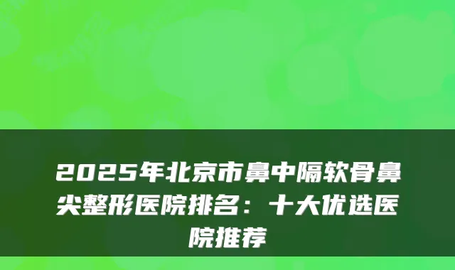 2025年北京市鼻中隔软骨鼻尖整形医院排名:十大优选医院推荐