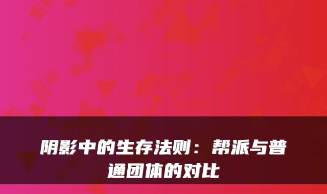 阴影中的生存法则:帮派与普通团体的对比