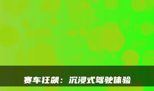 赛车狂飙：沉浸式驾驶体验