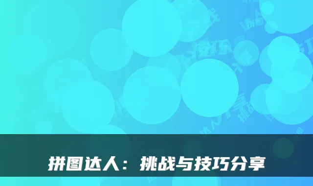 拼图达人：挑战与技巧分享