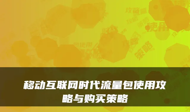 移动互联网时代流量包使用攻略与购买策略