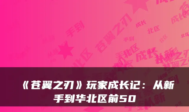 《苍翼之刃》玩家成长记：从新手到华北区前50