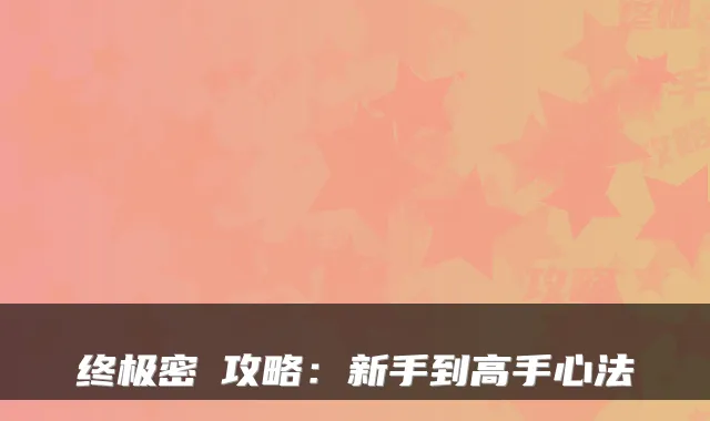 终极密碼攻略:新手到高手心法